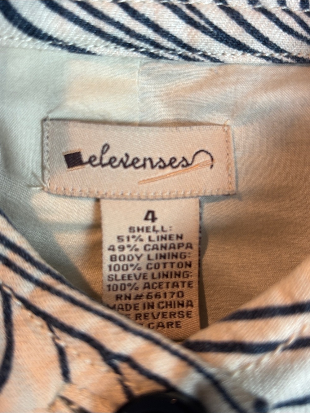 Anthropologie Elevenses Steamfest Wave Print Linen Blend Jacket Coat Size 4 - Picture 8 of 14